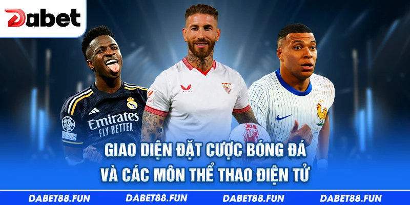 Giao diện đặt cược bóng đá và các môn thể thao điện tử