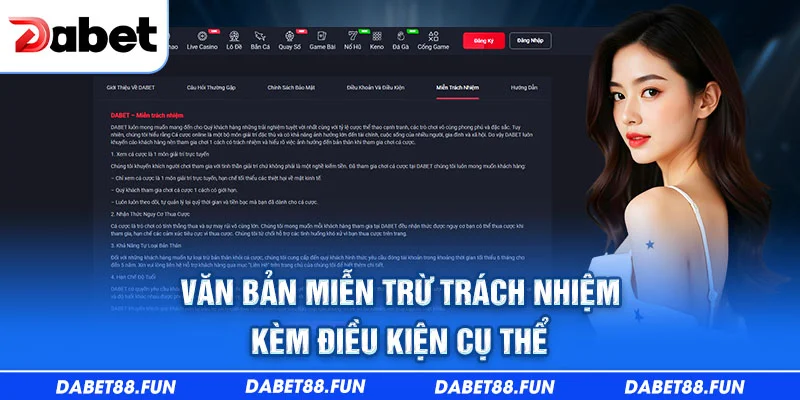 Văn bản miễn trừ trách nhiệm kèm điều kiện cụ thể